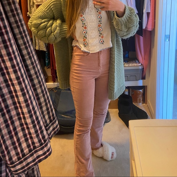 High waist flare leg corduroy pant dusty pink - Picture 6 of 6